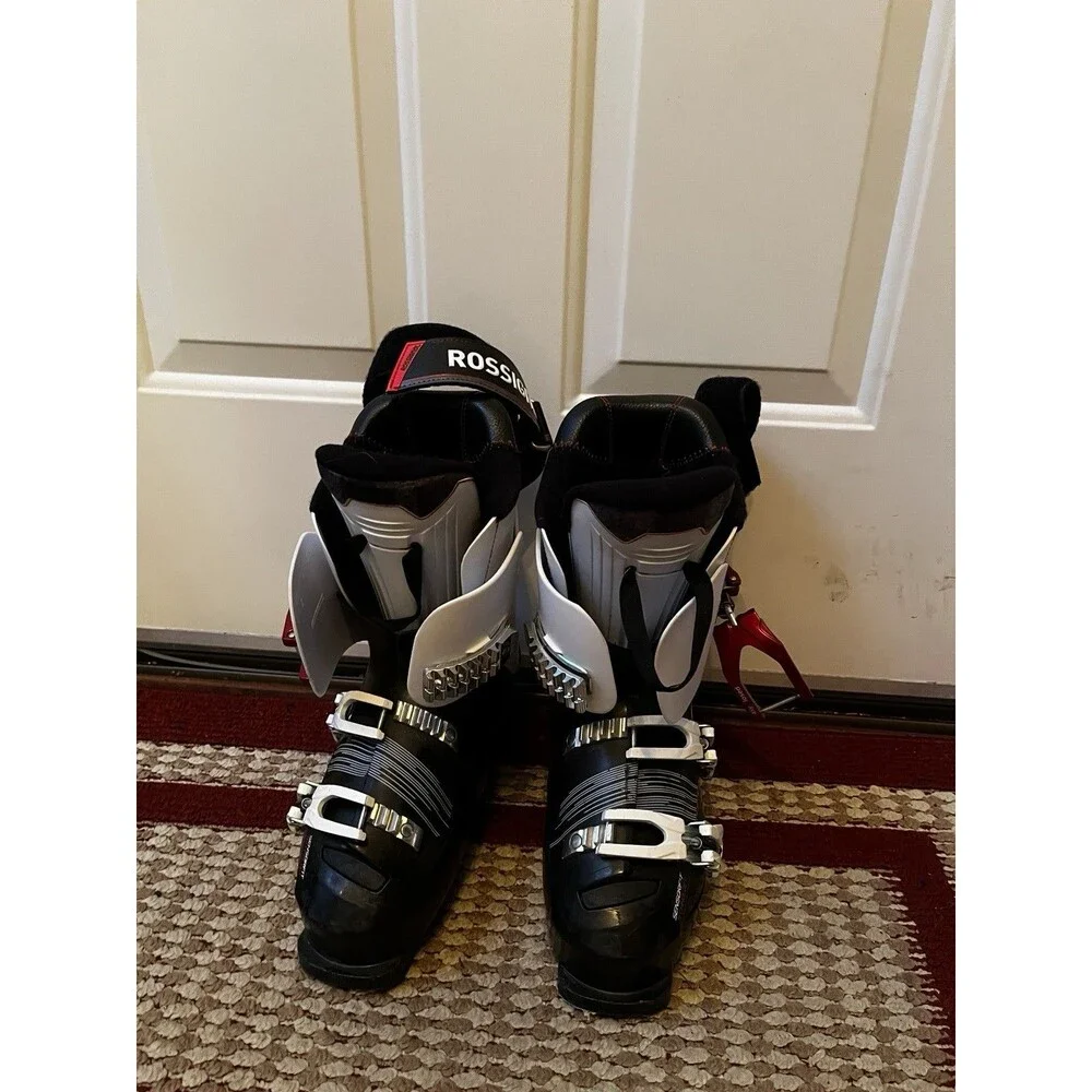 Rossignol Women's Ski Boots Black White Red 25.5 Alpine Downhill Ratchet Buckle
